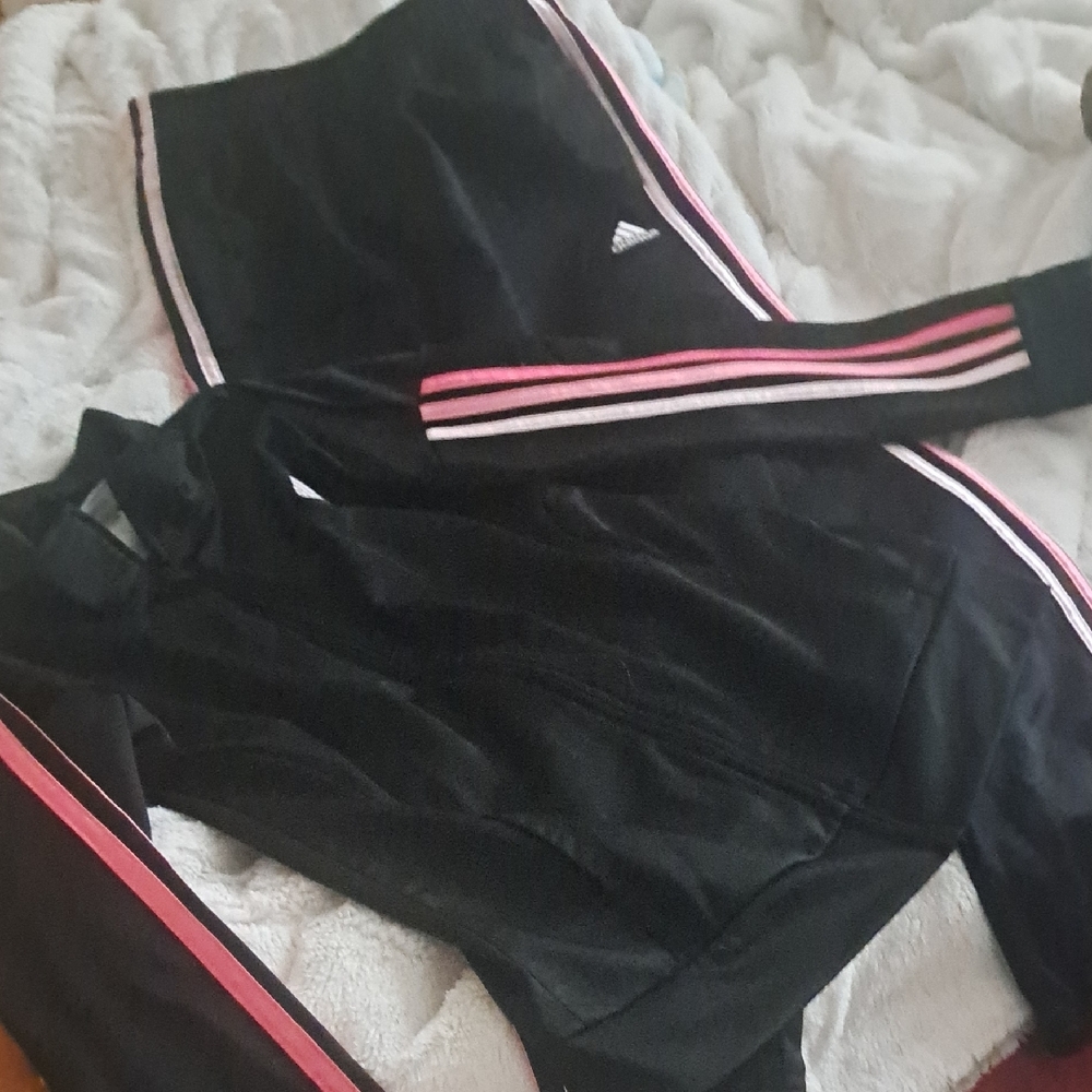 Adidas Black Tracksuit with Pink Accents